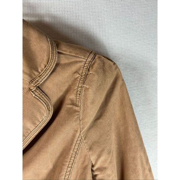 Preppy Ann Taylor LOFT Tan Corduroy Blazer Jacket Casual Fall Classic Y2K 10 - Picture 8 of 13